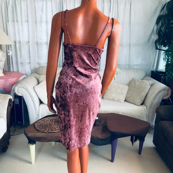 Charlotte Russe mini dress mauve purple-brown Size M deep v-cut - Picture 7 of 10